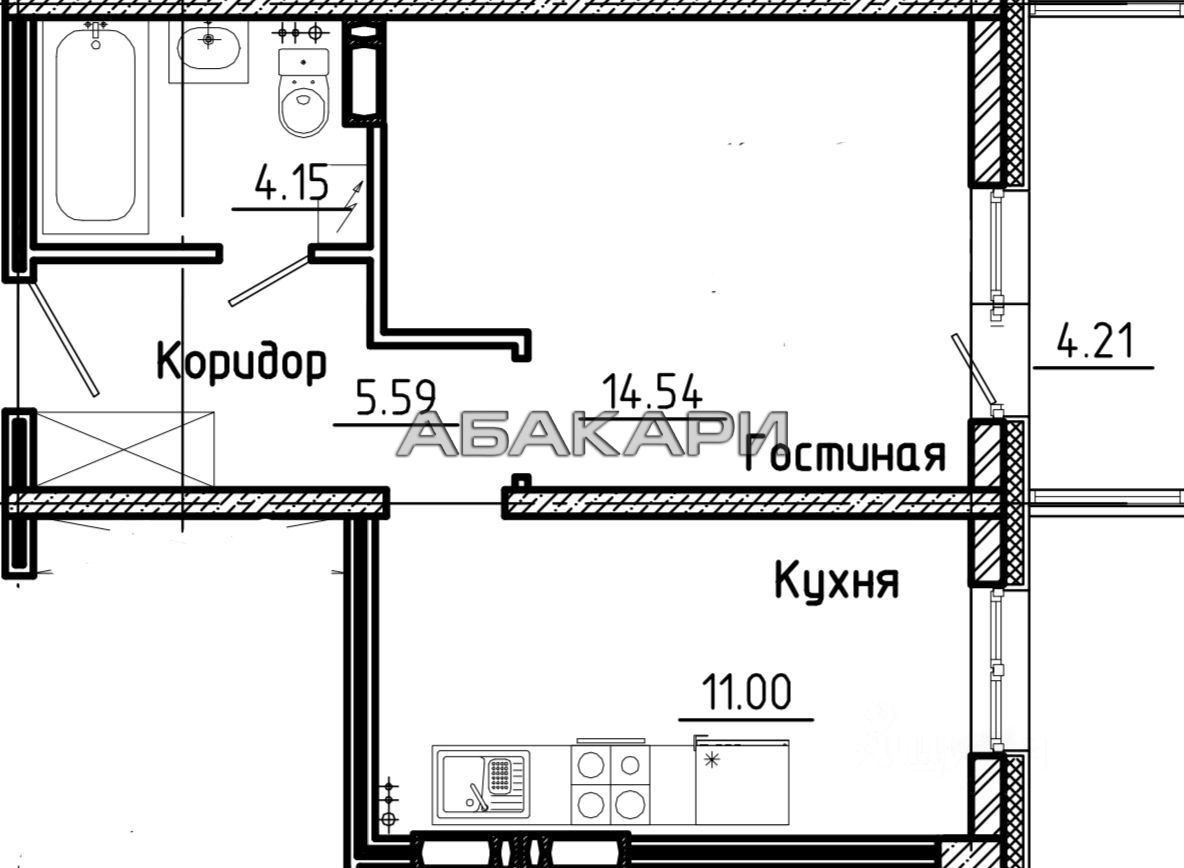 1к квартира 6-я Полярная ул., 2А 4/20 - 37кв | 22000 | аренда в Красноярске фото 15